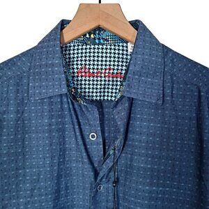 NEW Robert Graham Union Circle Classic Fit Button Up Shirt Navy Flip Cuff Size M